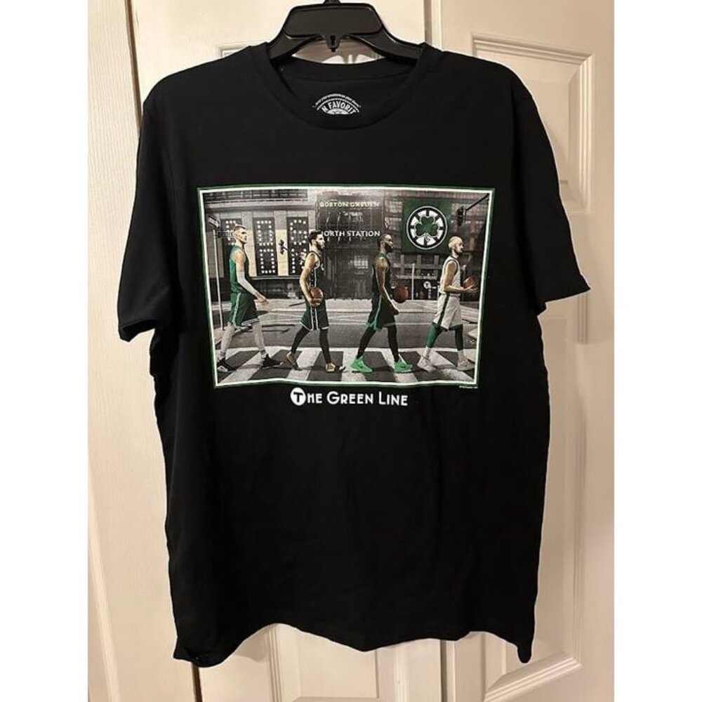 Boston Celtics White Brown Tatum Porzingis Mens Size L Black T Shirt